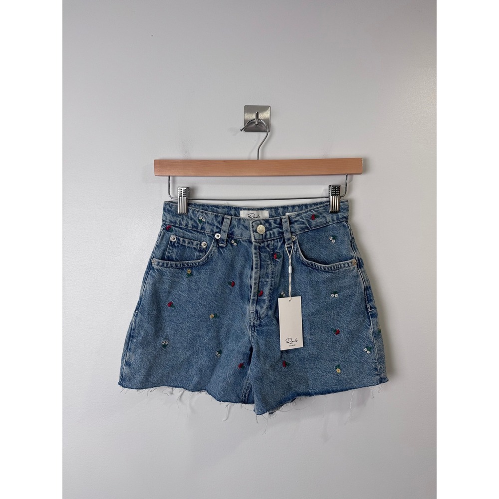NWT Rails Women Blue Denim Zuma Vintage Short Floral Embroidered 23